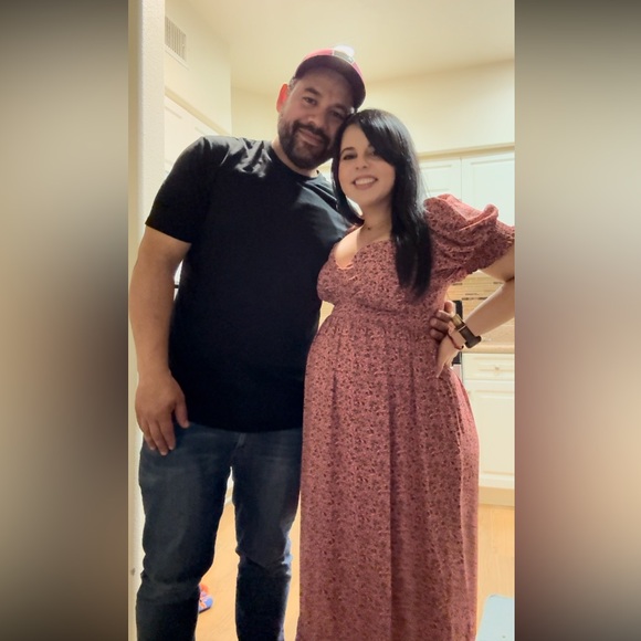 Pink Floral Puff Sleeve Maternity Maxi Dress - Picture 4 of 4